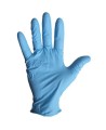 3.8 mils ambidextrous powder-free blue nitrile disposable gloves approved by the CFIA & AAC. Size: small (7) to XL (10)