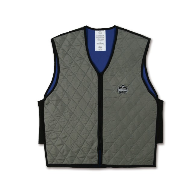 Evaporative cooling gray vest that gives you freshness and comfort for hours.