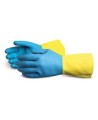 Latex and neoprene gloves, resistant to solvents, flock lined, 28 mil thick, 12” long, size large (9), 12 pairs/package.