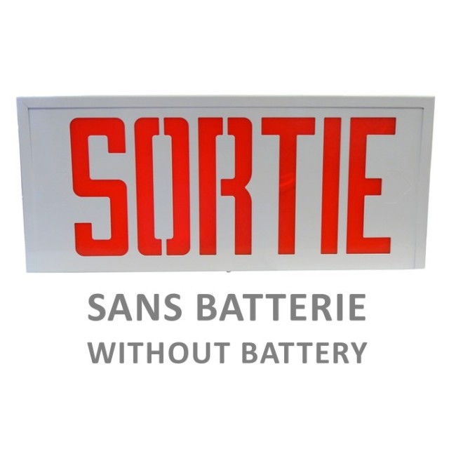 Enseigne «Sortie» 120V sans batterie, approuvée CSA. Boîtier en acier, face simple ou double.