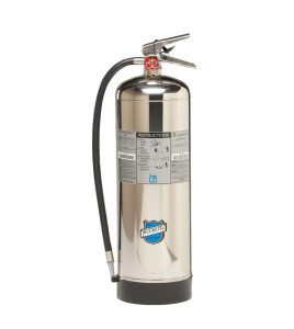 Portable fire extinguisher with pressurized water, 2.5 gallons, type A, ULC 2A, with wall hook