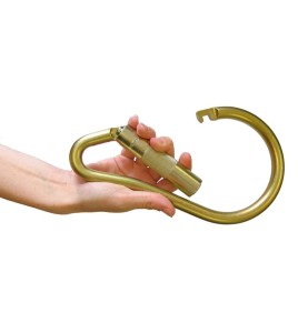 Semi-automatic self-locking pear-shaped carabiner. 2" opening, resists a force of 8093 lb (36 kN)