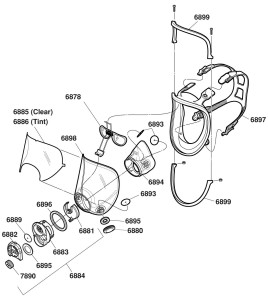 3M 6000DIN series full facepiece for face-mounted powered air purifying respirators and air supplied respirators. Small size.