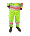 High-visibility pants for roadwork flaggers, compliant with new Transports Québec regulation. Size large (L).