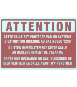 Self-adhesive sign, 8 X 12" Gaz novec 1230