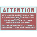 Affiche « Salle protégée au gaz Novec 1230 » de langue française en vinyle autocollant