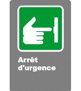 French CSA "Emergency Stop" sign in various sizes, shapes, materials & languages + optional features