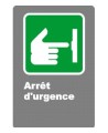 French CSA "Emergency Stop" sign in various sizes, shapes, materials & languages + optional features