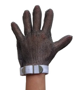 Ambidextrous cut-resistant A9, UL-listed stainless steel metal mesh glove. FDA approved for food handling. Sold individually.