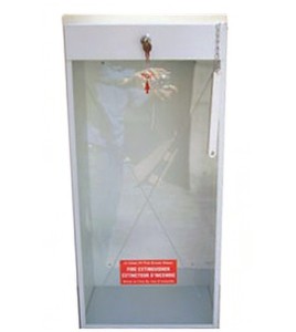 Surface-mounted steel cabinet for 20 lbs or 2.5 gal extinguishers