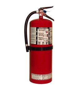 Portable fire extinguisher with powder, 20 lbs, type ABC, ULC 10A-120 BC, with wall hook.