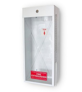 Surface-mounted steel cabinet for 10 lbs powder extinguishers