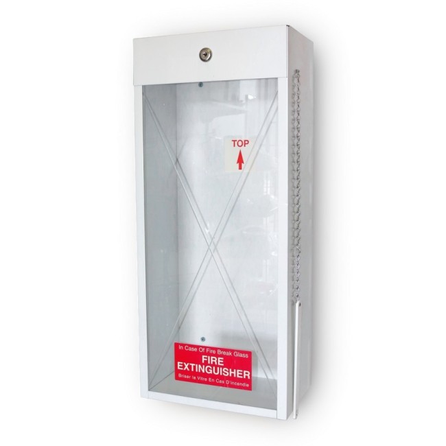 Surface-mounted steel cabinet for 10 lbs powder extinguishers