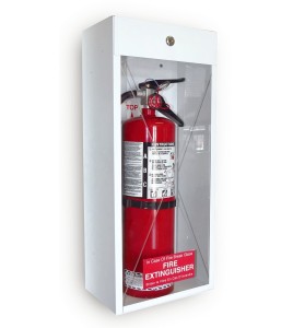 Surface-mounted steel cabinet for 10 lbs powder extinguishers