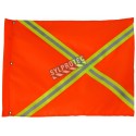 Orange nylon traffic flag with yellow and reflective stripes, 18 x 26 in.