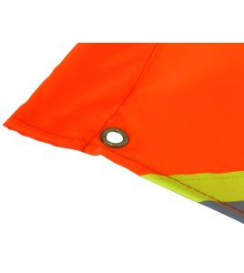 Drapeau de signalisation en nylon orange avec bandes jaunes et argentées, 18 x 26 po.