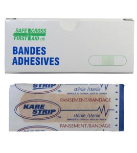 Plastic adhesive bandages, beige, 2 x 7.5 cm (3/4" x 3"), 25/box.