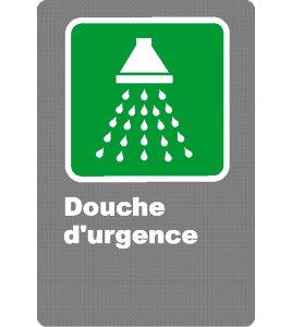 Affiche CSA «Douche d’urgence» en français, formats & matériaux divers, d’autres langues & éléments optionnels