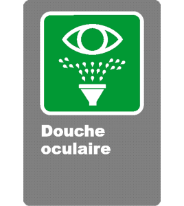 French CSA "Emergency Eyewash" sign in various sizes, shapes, materials & languages + optional features