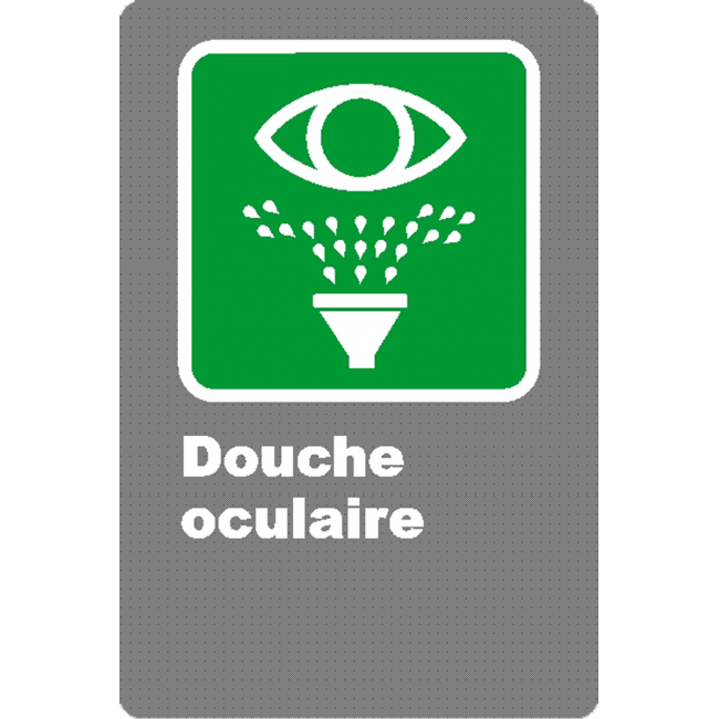 French CSA "Emergency Eyewash" sign in various sizes, shapes, materials & languages + optional features