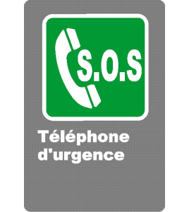 French CSA "S.O.S. Emergency Phone" sign in various sizes, shapes, materials & languages + options