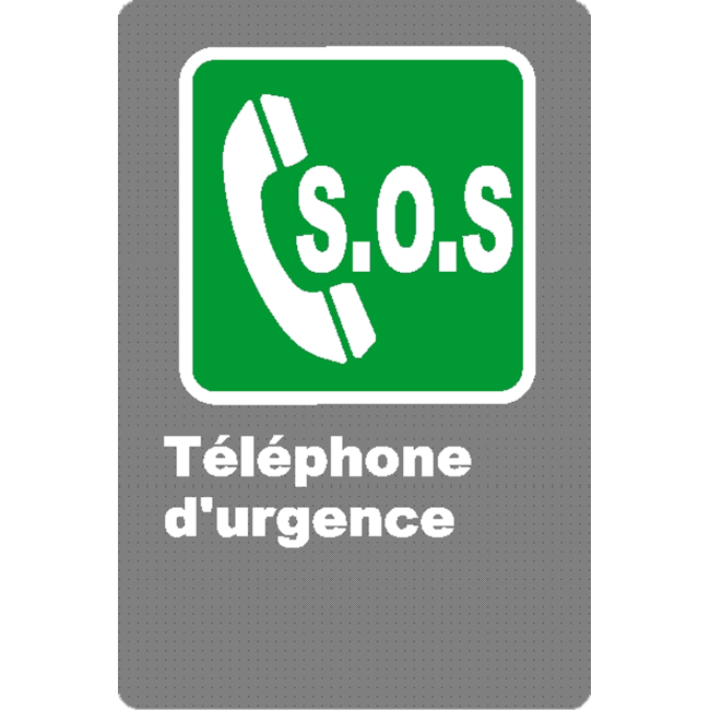 Affiche CSA «S.O.S. Téléphone d’urgence» en français: divers formats, matériaux, langues & options