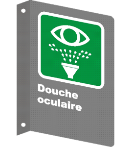 French CSA "Emergency Eyewash" sign in various sizes, shapes, materials & languages + optional features