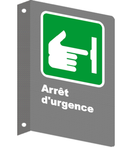 French CSA "Emergency Stop" sign in various sizes, shapes, materials & languages + optional features