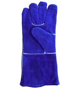 Welding blue leather glove, lined with Kevlar