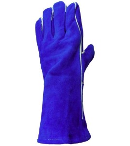 Welding blue leather glove, lined with Kevlar