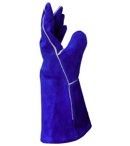 Welding blue leather glove, lined with Kevlar