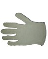 Form-fitting one-size-fits-all unbleached polycotton-jersey knit inspector gloves for women approved by the CFIA. 12 pairs/pack.