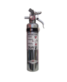 Portable fire extinguisher with powder, chromed, 2.5 lbs type ABC, ULC 1A-10BC, with vehicle hook.