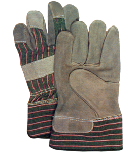 Gants de cuir fendu pour femme, poignets ouverts, manchettes caoutchoutées.