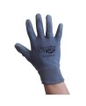 Gray nylon gloves coated with polyurethane for great dexterity, 12 pairs/package.