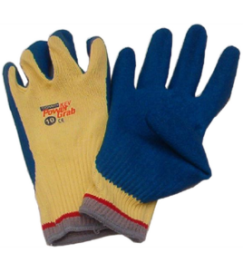 Powergrab® 10-gauge Kevlar knit gloves with a wrinkle-grip latex coating up to the wrist. ASTM/ANSI puncture level 5