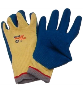 Powergrab® 10-gauge Kevlar knit gloves with a wrinkle-grip latex coating up to the wrist. ASTM/ANSI puncture level 5