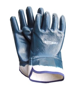 Nitrile coated cotton gloves, open cuffs