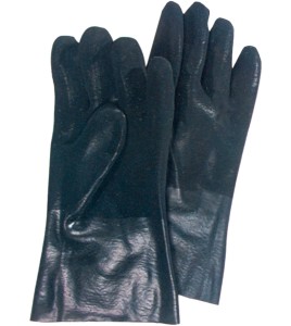 Cotton flannel gloves with green rough finish PVC coating & a total length of 14 in. Large one-size-fits-all. Sold in pairs.