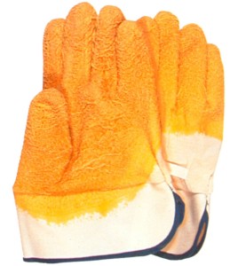 Cotton gloves with streaked coating