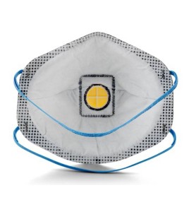 Masque de protection respiratoire P95 avec soupape de 3M. Protection contre les particules huileuses et les vapeurs organiques.