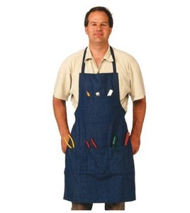 Bib apron, Blue Denim, 3 pockets 38" x 28"