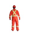 Orange coveralls with reflective band