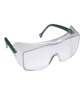 3M OX protective eyewear with DX anti-fog treated clear polycarbonate lens for over-the-glass coverage for prescription glasses.