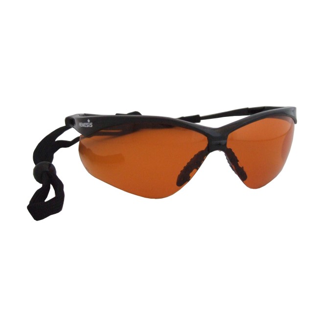 Lunette de sécurité Nemesis pour protection oculaire de Jackson Safety. Lentille cuivrée antibuée pour filtrer la lumière bleue