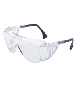 Uvex Ultra-Spec 2001 OTG protective eyewear with Uvextreme anti-fog treated clear polycarbonate lenses to wear over eyeglasses.