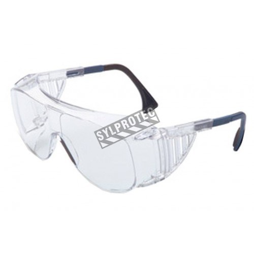 Uvex Ultra-Spec 2001 OTG protective eyewear with Uvextreme anti-fog treated clear polycarbonate lenses to wear over eyeglasses.