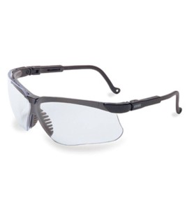 Uvex Genesis protective eyewear with Uvextreme anti-fog treated clear polycarbonate lenses. Exceed military impact standards