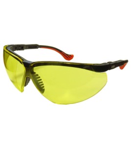 Uvex Genesis protective eyewear with Ultra-Dura anti-scratch treated amber polycarbonate lenses for blue light protection