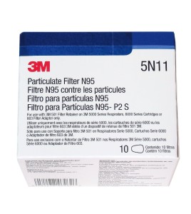 3M N95 NIOSH approved filter for filter retainer 501 and 3M 6000 series cartridges. Sold by the pair. 10 units/box.